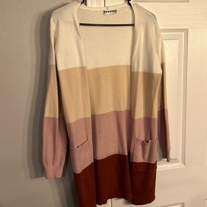 Long block colored cardigan - size Xl